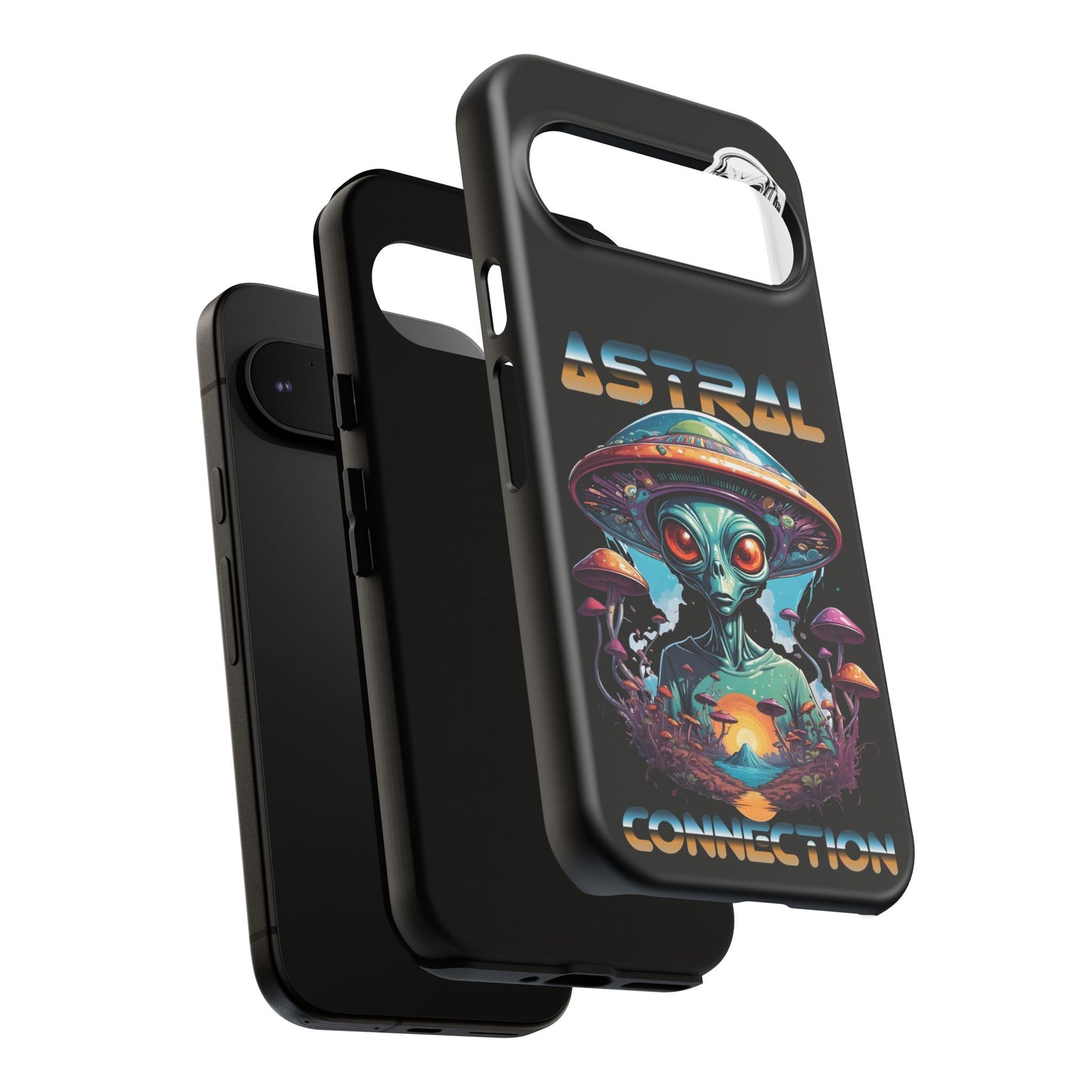 Astral Connection Phone Case - Cosmic Alien Design, Durable Tough Cases for Sci-Fi Lovers