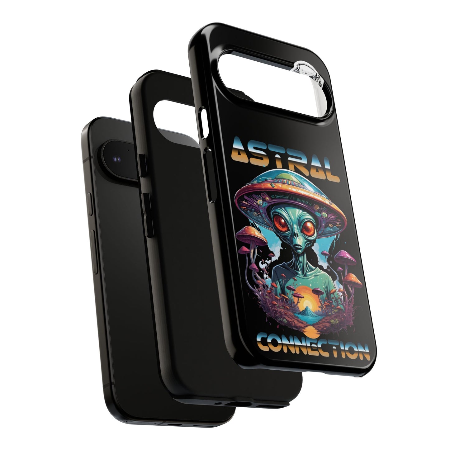 Astral Connection Phone Case - Cosmic Alien Design, Durable Tough Cases for Sci-Fi Lovers