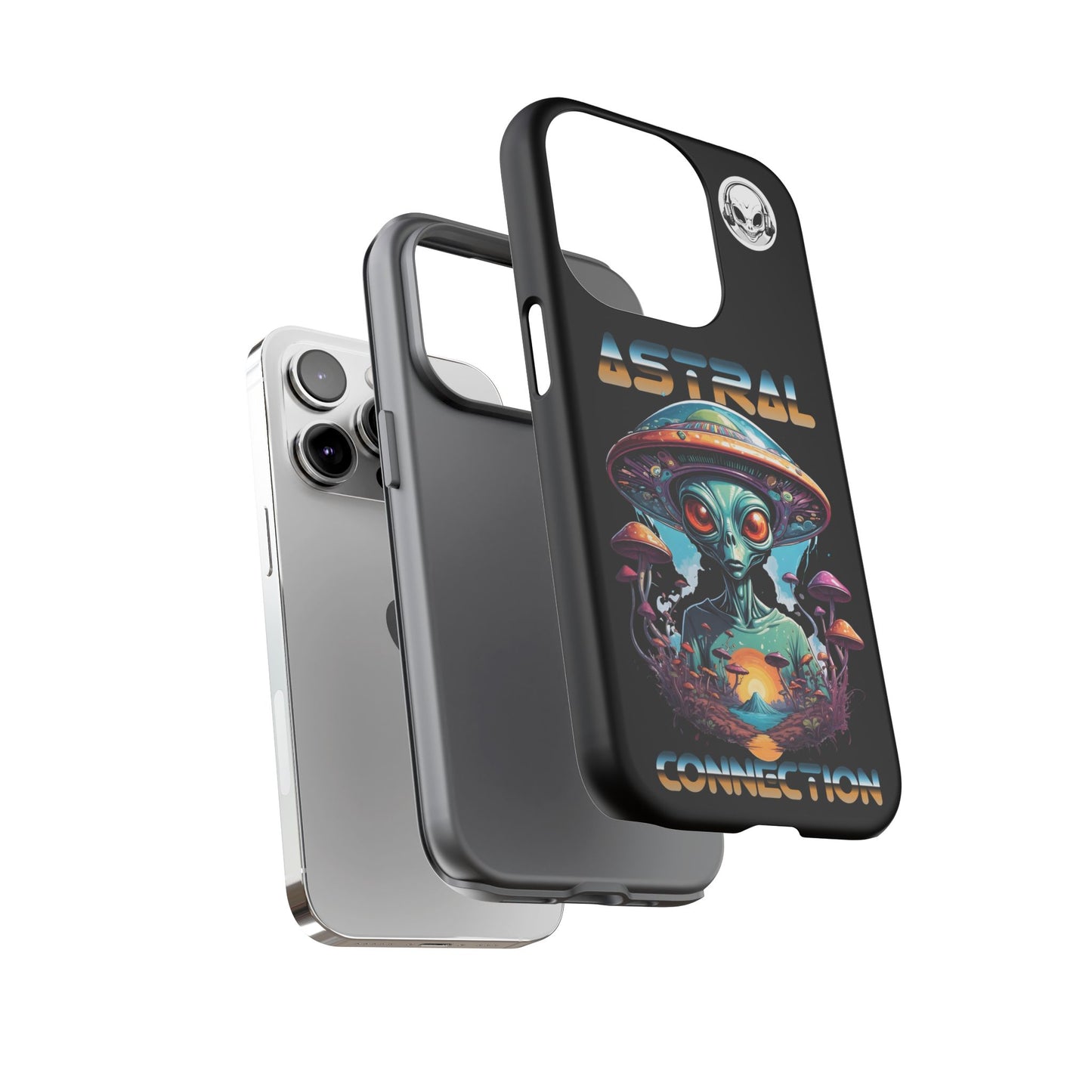 Astral Connection Phone Case - Cosmic Alien Design, Durable Tough Cases for Sci-Fi Lovers